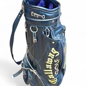 🚨 VINTAGE Callaway Golf Bag S2H2 Black Leather Cart Bag w/ Purple Lining ⛳️